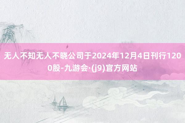 无人不知无人不晓公司于2024年12月4日刊行1200股-九游会·(j9)官方网站